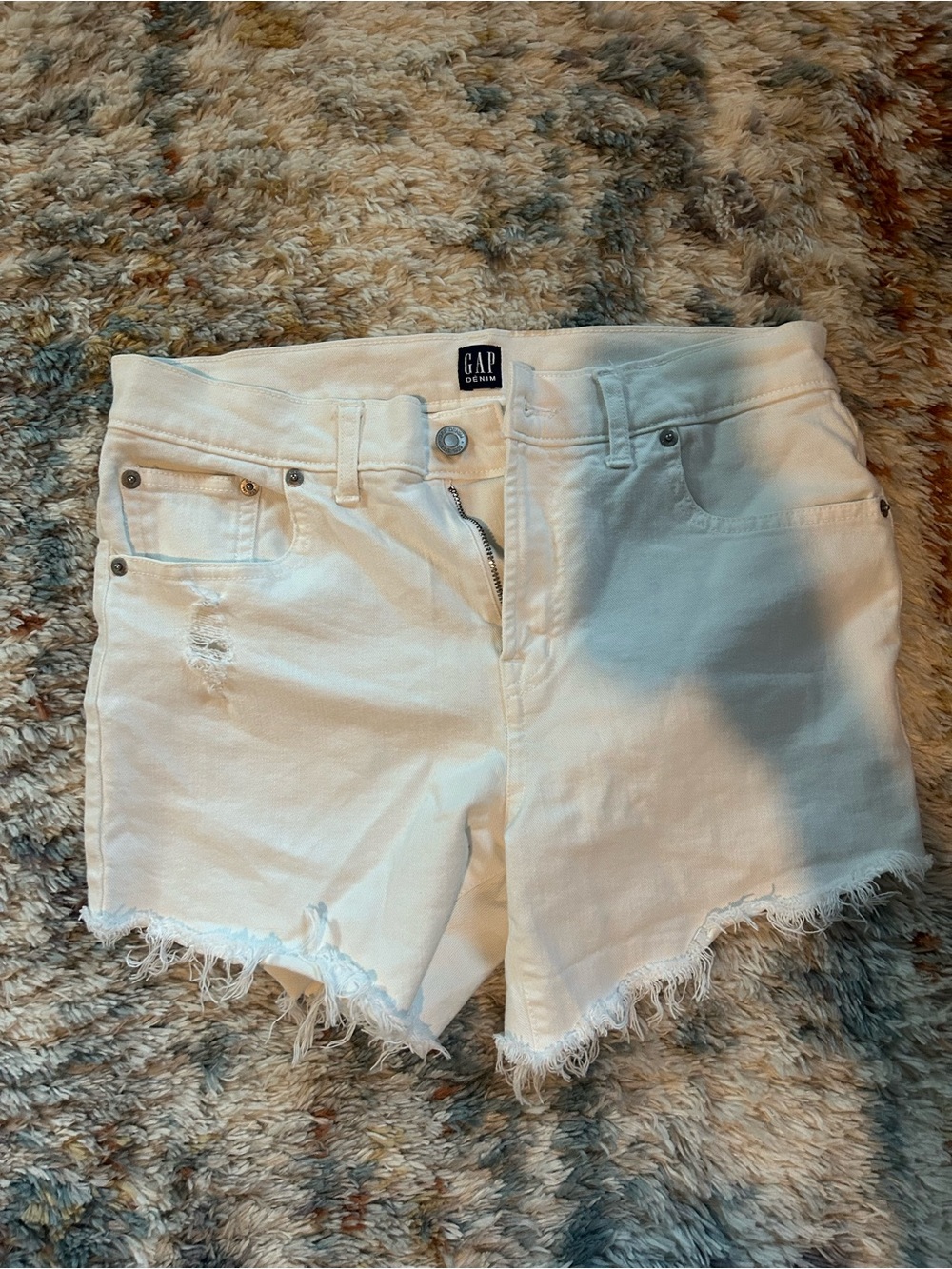 GAP White Frayed Hem Denim Shorts